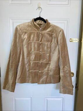 H&M Cream Velvet Military-Style Blazer Jacket